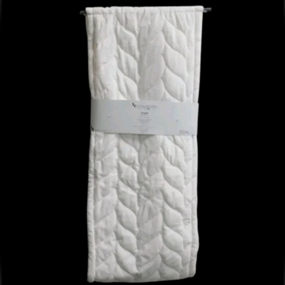 UGG Koolaburra Jasper White Quilted Table Runner Gray Faux Fur Farmhouse New